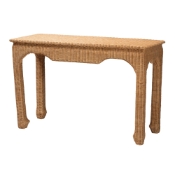 bali & pari Abena Handwoven Natural Rattan Console Table - Ming Style Wicker Accent Table or Sofa Table, Boho Coastal Style Furniture for Hallway, Living Room or Foyer Baxton Studio restaurant furniture, hotel furniture, commercial furniture, wholesale living room furniture, wholesale console table, classic console table